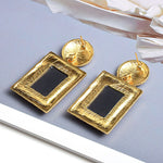 Glamorous Golden Red Geometric Square Luxury Drop Dangle Crystal Fashion Jewelry Statement Earrings