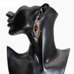 Elegant Red Green Multi Color Crystal Long Dangling Ethnic Earrings Bollywood Jewelry