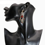 Elegant Red Green Multi Color Crystal Long Dangling Ethnic Earrings Bollywood Jewelry