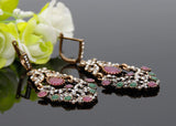 Elegant Red Green Multi Color Crystal Long Dangling Ethnic Earrings Bollywood Jewelry