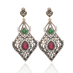 Ethnic Style Ruby Emerald Green Fashion Long Drop Earrings Indian Bridal Wedding Jewelry