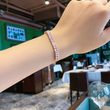 Fashion Charm CZ Rose Gold Sparking Baguettes Tennis Adjustable Bracelet Fashion Jewelry for Women