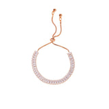 Fashion Charm CZ Rose Gold Sparking Baguettes Tennis Adjustable Bracelet Fashion Jewelry for Women