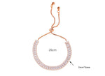 Fashion Charm CZ Rose Gold Sparking Baguettes Tennis Adjustable Bracelet Fashion Jewelry for Women