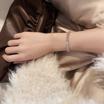 Fashion Charm CZ Rose Gold Sparking Baguettes Tennis Adjustable Bracelet Fashion Jewelry for Women