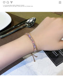 Fashion Charm CZ Rose Gold Sparking Baguettes Tennis Adjustable Bracelet Fashion Jewelry for Women
