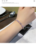 Fashion Charm CZ Rose Gold Sparking Baguettes Tennis Adjustable Bracelet Fashion Jewelry for Women
