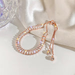 Fashion Charm CZ Rose Gold Sparking Baguettes Tennis Adjustable Bracelet Fashion Jewelry for Women