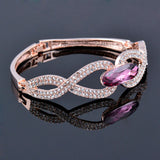 Rose Gold Color Sparkling Purple Crystal Fashion Jewelry Cuff Bangle Bracelet