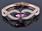 Rose Gold Color Sparkling Purple Crystal Fashion Jewelry Cuff Bangle Bracelet