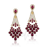 Luxurious Rose Red Gorgeous Pink Crystal Long Drop Dangle Fashion Jewelry Big Wedding Bridal Earrings