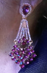 Luxurious Rose Red Gorgeous Pink Crystal Long Drop Dangle Fashion Jewelry Big Wedding Bridal Earrings