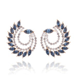 Gorgeous High Quality Royal Blue Fine Rhinestone Crystals Peacock Studs Fashion Jewelry Earrings