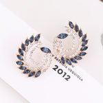 Gorgeous High Quality Royal Blue Fine Rhinestone Crystals Peacock Studs Fashion Jewelry Earrings