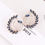 Gorgeous High Quality Royal Blue Fine Rhinestone Crystals Peacock Studs Fashion Jewelry Earrings