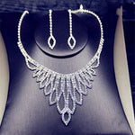 Sparkling Silver Crystal Wedding Jewelry Set for Women Fashion Jewelry Set for Bridesmaid 