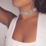 Sparkling 3 Row Silver Crystal Collar Chain Choker Necklace Stunning Neckpiece Bridal Wedding Fashion Jewelry
