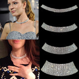 Sparkling 3 Row Silver Crystal Collar Chain Choker Necklace Stunning Neckpiece Bridal Wedding Fashion Jewelry