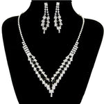 Luxury Elegant Black Crystal V Shape Choker Necklace Earrings Bridal Jewelry Set For Women