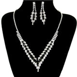 Luxury Elegant Black Crystal V Shape Choker Necklace Earrings Bridal Jewelry Set For Women