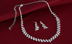 Silver Crystal Bridal Bridesmaid Choker Necklace & Earrings Wedding Evening Fashion Jewelry Set