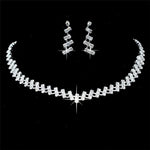 Silver Crystal Bridal Bridesmaid Choker Necklace & Earrings Wedding Evening Fashion Jewelry Set