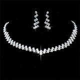 Silver Crystal Bridal Bridesmaid Choker Necklace & Earrings Wedding Evening Fashion Jewelry Set