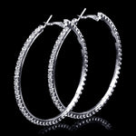 70 mm Round Silver Plated Large Crystal Hoop Earrings Basketball Wives CZ Fashion Earrings