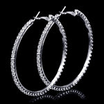 50 mm Big Round Silver Plated Crystal Hoop Earrings Basketball Wives CZ Fashion Earrings