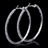 50 mm Big Round Silver Plated Crystal Hoop Earrings Basketball Wives CZ Fashion Earrings