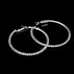 70 mm Round Silver Plated Large Crystal Hoop Earrings Basketball Wives CZ Fashion Earrings