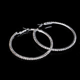 70 mm Round Silver Plated Large Crystal Hoop Earrings Basketball Wives CZ Fashion Earrings