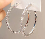 50 mm Big Round Silver Plated Crystal Hoop Earrings Basketball Wives CZ Fashion Earrings