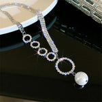 Geometric Silver Choker Necklace for Women Pearl Pendant Necklace Charm Jewelry - EonShoppee