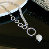 Geometric Silver Choker Necklace for Women Pearl Pendant Necklace Charm Jewelry - EonShoppee