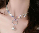 Geometric Silver Choker Necklace for Women Pearl Pendant Necklace Charm Jewelry - EonShoppee
