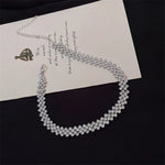 Shiny Clear Silver Full Rhinestone Crystal Neck Band Choker Necklace Women Fashion Jewelry Necklace