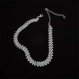 Shiny Clear Silver Full Rhinestone Crystal Neck Band Choker Necklace Women Fashion Jewelry Necklace