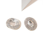 Exaggerated Silver Crystal Oversized Oval Stud Statement Earrings For Women