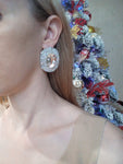 Exaggerated Silver Crystal Oversized Oval Stud Statement Earrings For Women