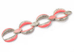 Lovely Silver Pink Bohemia Style Wide Chunky Charm Fashion Jewelry Bracelet For Women