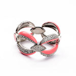 Lovely Silver Pink Bohemia Style Wide Chunky Charm Fashion Jewelry Bracelet For Women
