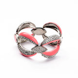 Lovely Silver Pink Bohemia Style Wide Chunky Charm Fashion Jewelry Bracelet For Women