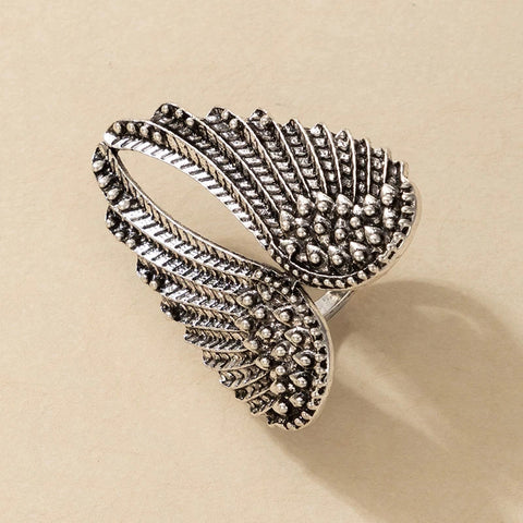 Silver Angel Wings Big Metal Ring for Women Vintage Charm Fashion Jewelry Finger Ring