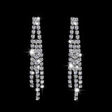 Luxurious Evening Party Wear Silver Crystal Necklace & Earrings Bridal Wedding Fashion Jewelry Set