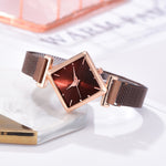 Luxury Fashion Square Mesh Chain Magnetic Buckle Ladies Quartz Wrist Watch With Rose Gold Bracelet