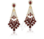 Exclusive Red Crystal Long Drop Chandelier Luxury Fashion Jewelry Bridal Earrings - EonShoppee