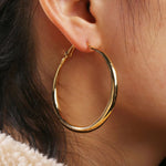 Trendy Golden 70mm Hoop Earrings Smooth Big Exaggerated Earrings for Women Punk Fashion Jewelry