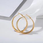Trendy Golden 70mm Hoop Earrings Smooth Big Exaggerated Earrings for Women Punk Fashion Jewelry