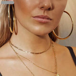 Trendy Golden 70mm Hoop Earrings Smooth Big Exaggerated Earrings for Women Punk Fashion Jewelry